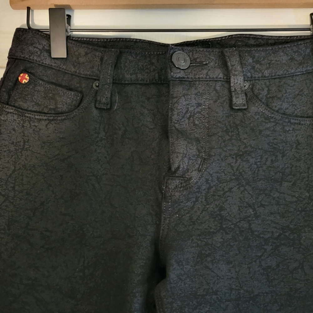 Hudson Nico Midrise Supper Skinny Black Patterned Stretch Jeans Size 26
